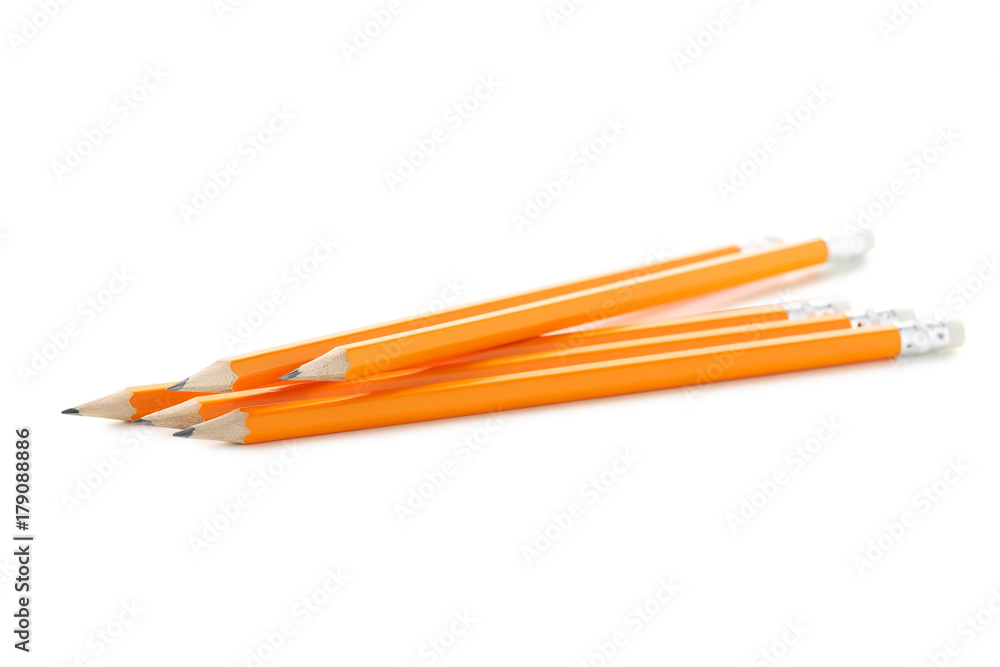Yellow pencils on a white background Yellow pencils on a white background