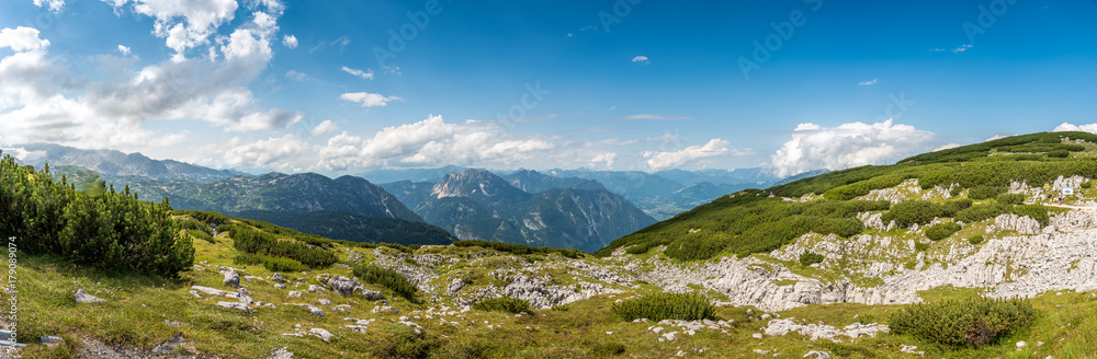 Scenic view of alps mountains a sunny day