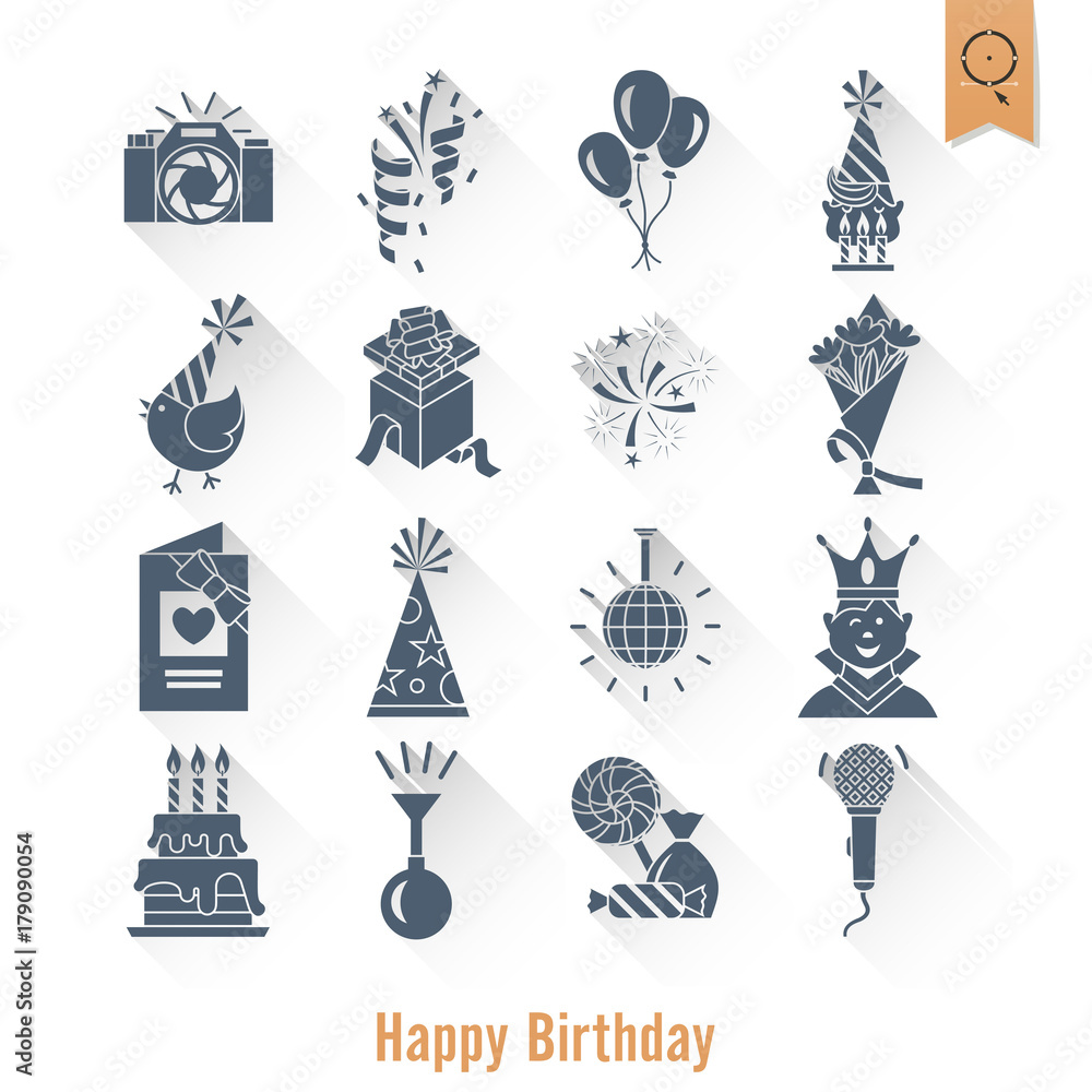 Happy Birthday Icons Set Happy Birthday Icons Set