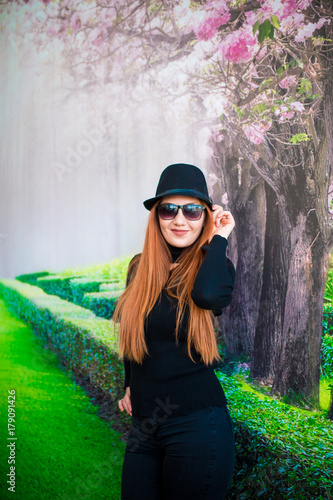 Beautiful girl drinking coffee at the coffee shop © mehmetcan