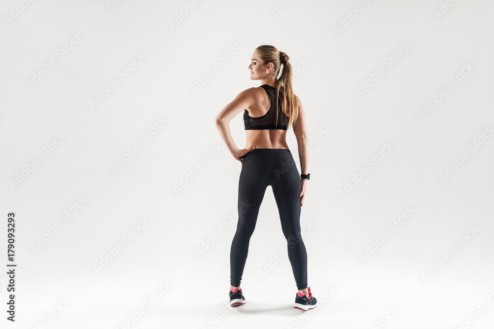 Back view sexy attractive and fitness girl Back view sexy attractive and fitness girl