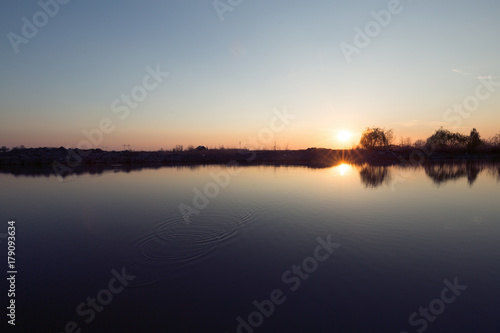 Sunset lake and beautiful scenery landscape concept © NDABCREATIVITY
