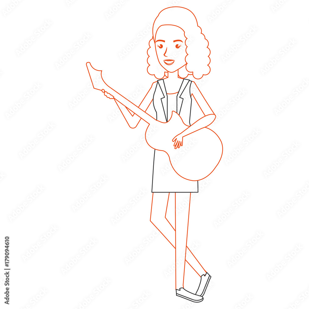 woman playing guitar electric character vector illustration design woman playing guitar electric character vector illustration design