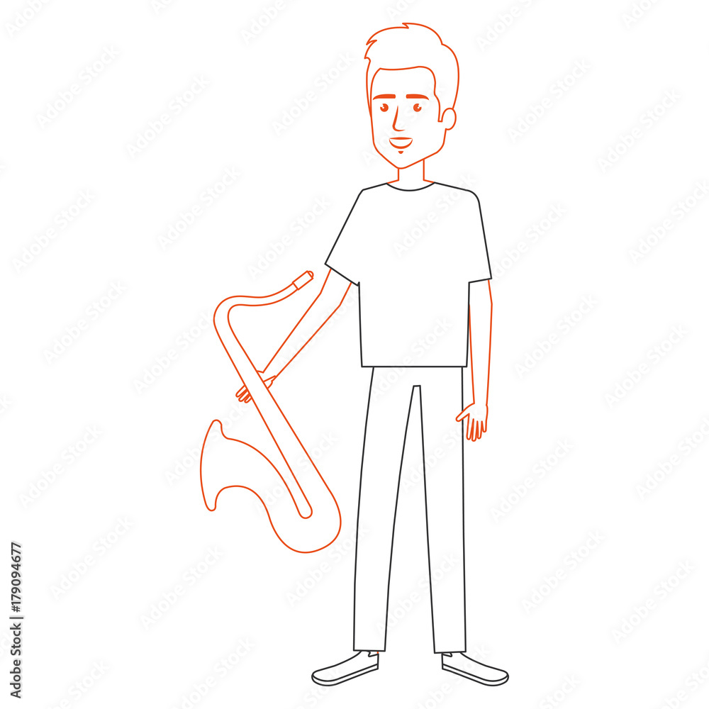 man playing saxophone character vector illustration design