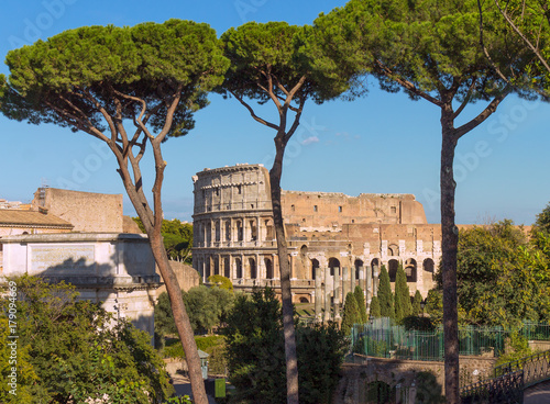 Panoramic view the Colosseum from Palantine hill