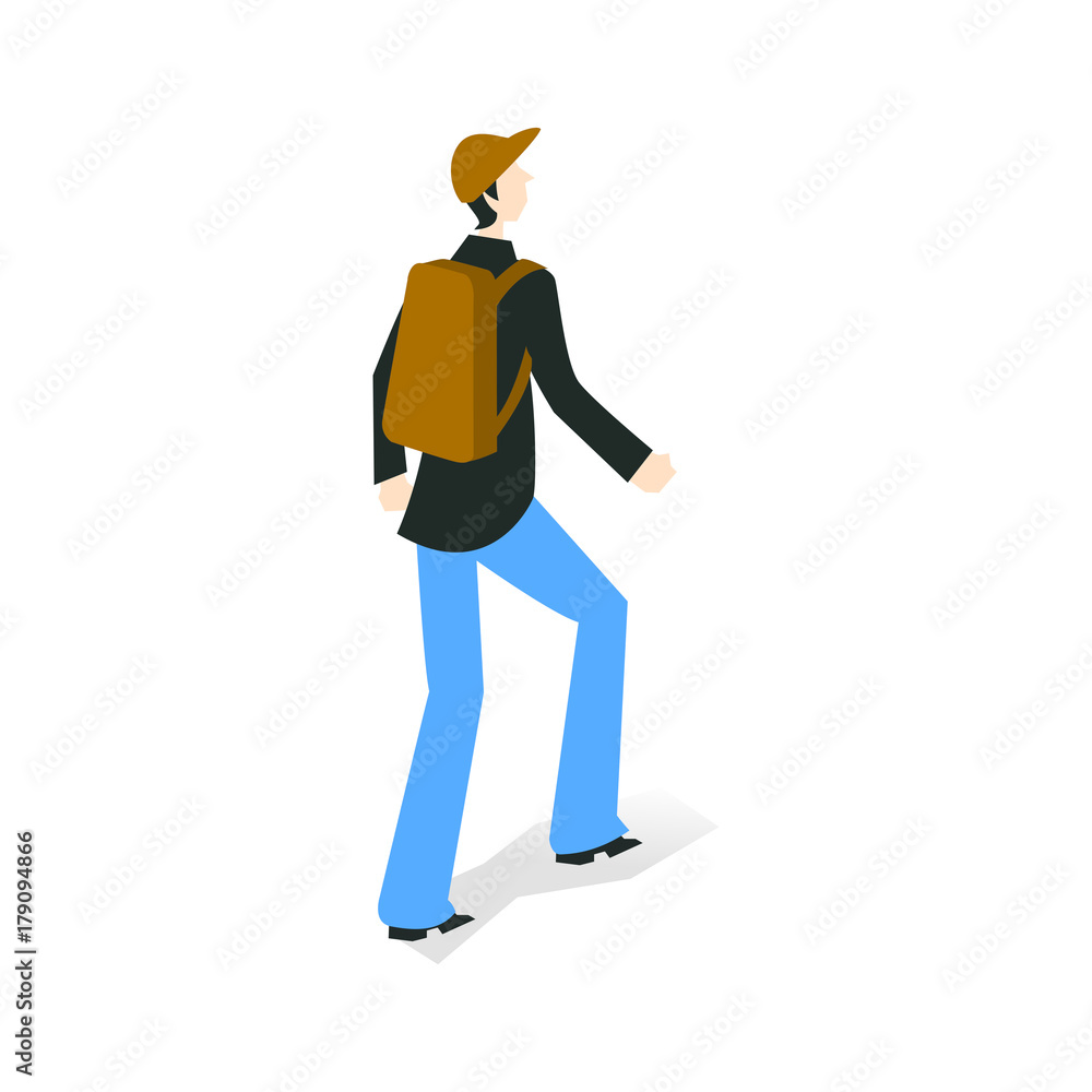 Backpacker man walking Backpacker man walking