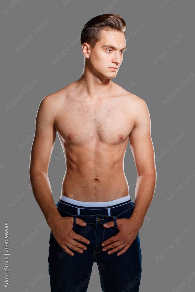 Fototapeta premium Muscular handsome sexy guy topless
