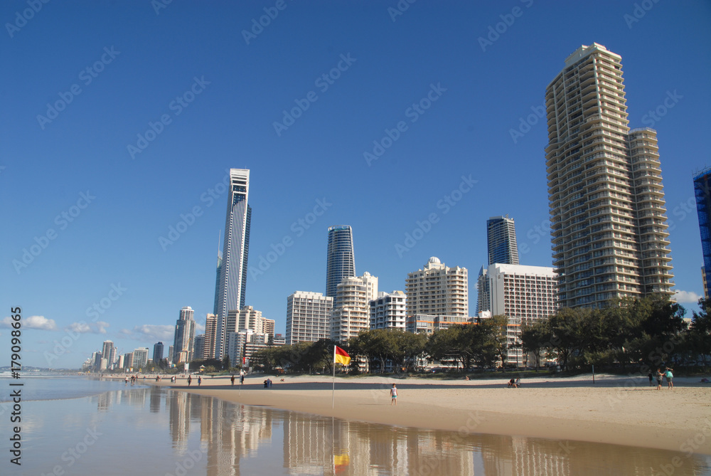 Water reflection of the Skyline of Surfers Paradise, Australia