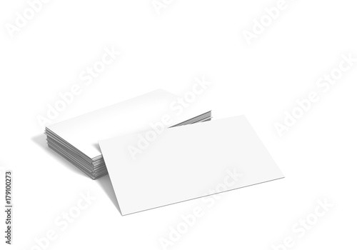 Empty business card pack on table. Mock up business card background