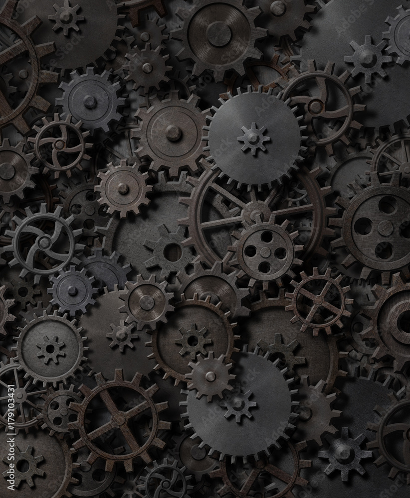 gears and cogs steam punk background 3d illustration gears and cogs steam punk background 3d illustration