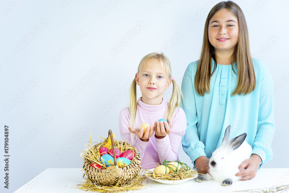 Girls with easter bunny