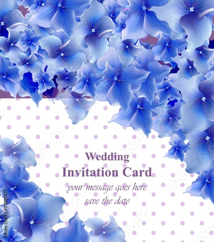 Blue flowers card Vector. Beautiful illustration for invitation, wedding, bra...