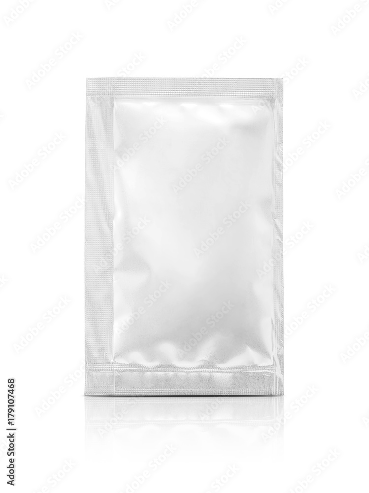 blank packaging foil sachet isolated on white background blank packaging foil sachet isolated on white background