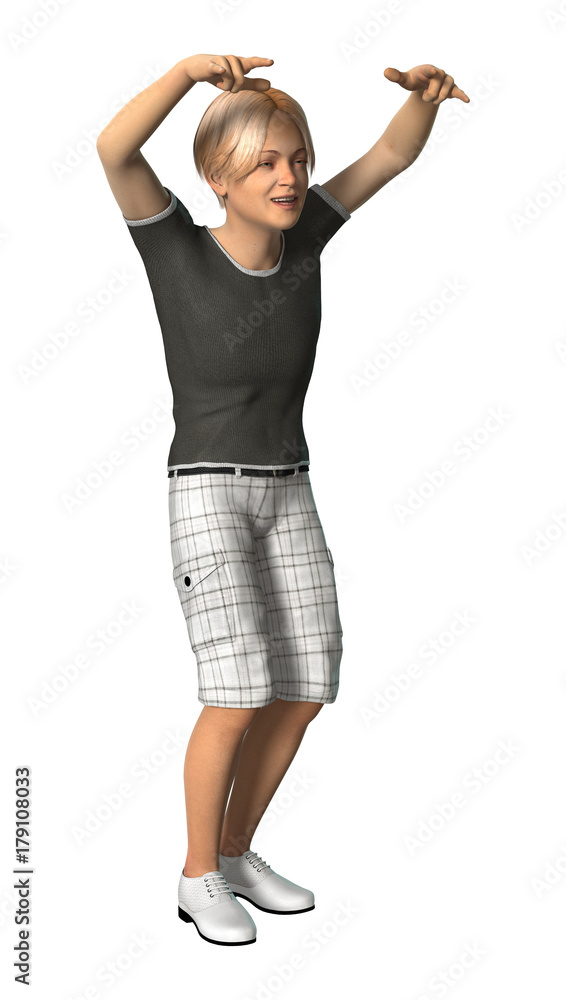 3D Rendering Teenager Boy on White 3D Rendering Teenager Boy on White