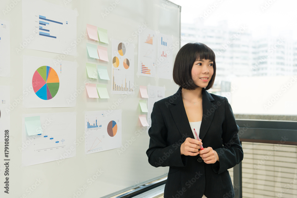 young business worker presenting company plan young business worker presenting company plan