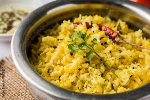 moong dal khichdi, Indian national Dish or food, selective focus

 photo