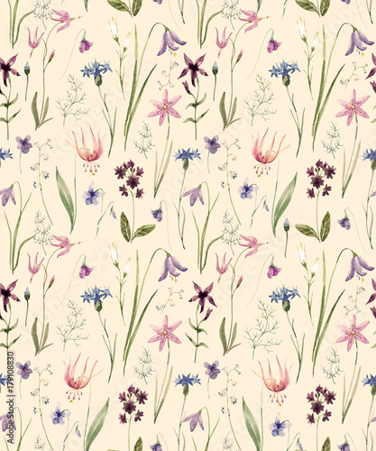 Watercolor wild flowers pattern