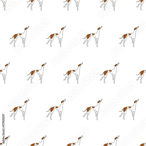 Breeds of dogs, Greyhound. Seamless pattern. Minimalism. Dog is a symbol of 2018. Vector illustration © SMSka