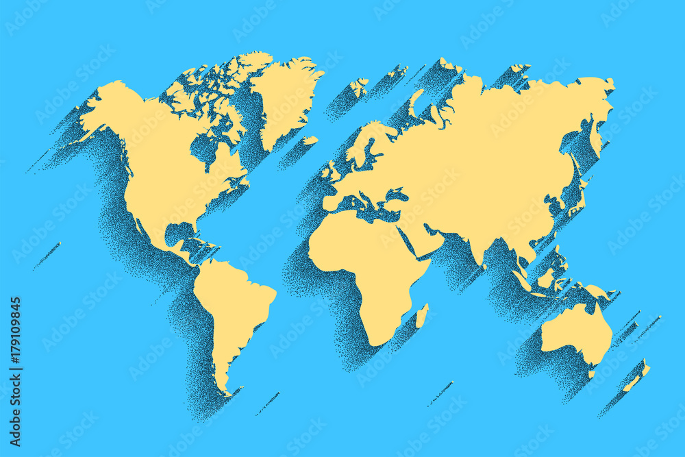 world map vector. color background with shadow