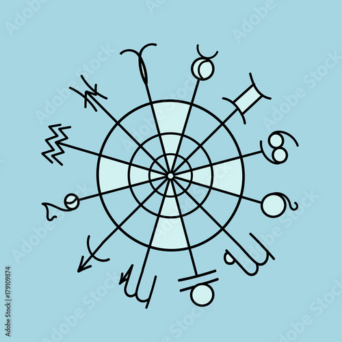 zodiac vector circle on blue background