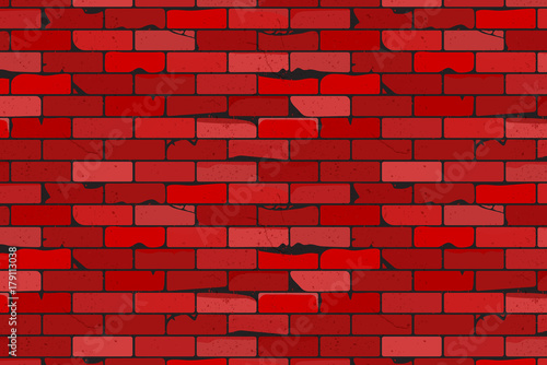 Ancient brick wall background. Red brick wall background vector illustration.