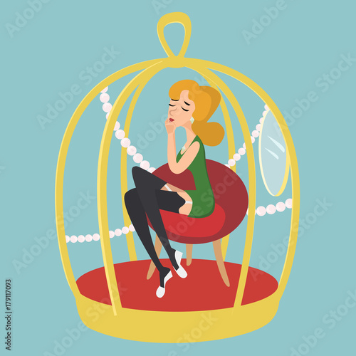 woman in gold cage funny cartoon