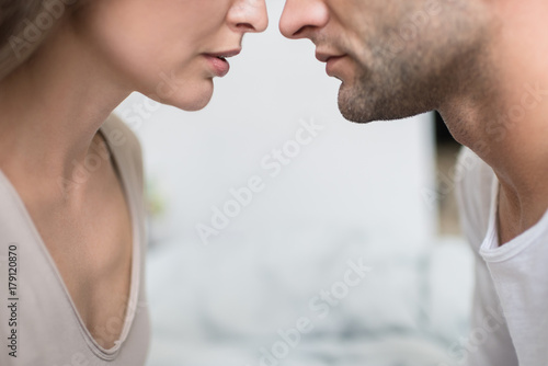 girlfriend going to kiss boyfriend