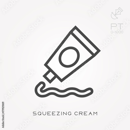 Line icon squeezing cream