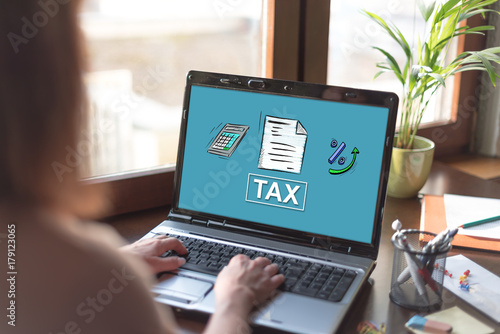 Tax concept on a laptop screen