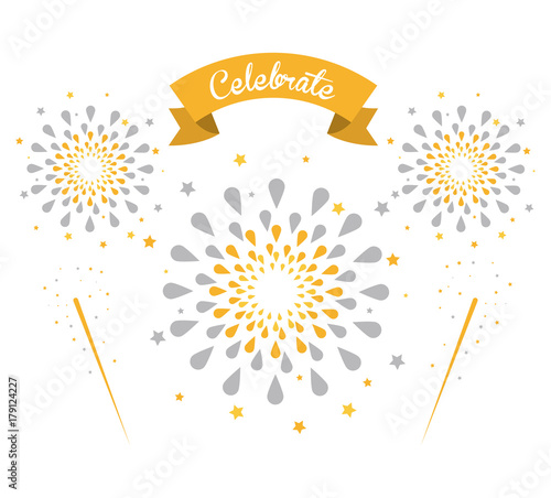 Firework celebrations and congratulations icon vector illustration graphic design