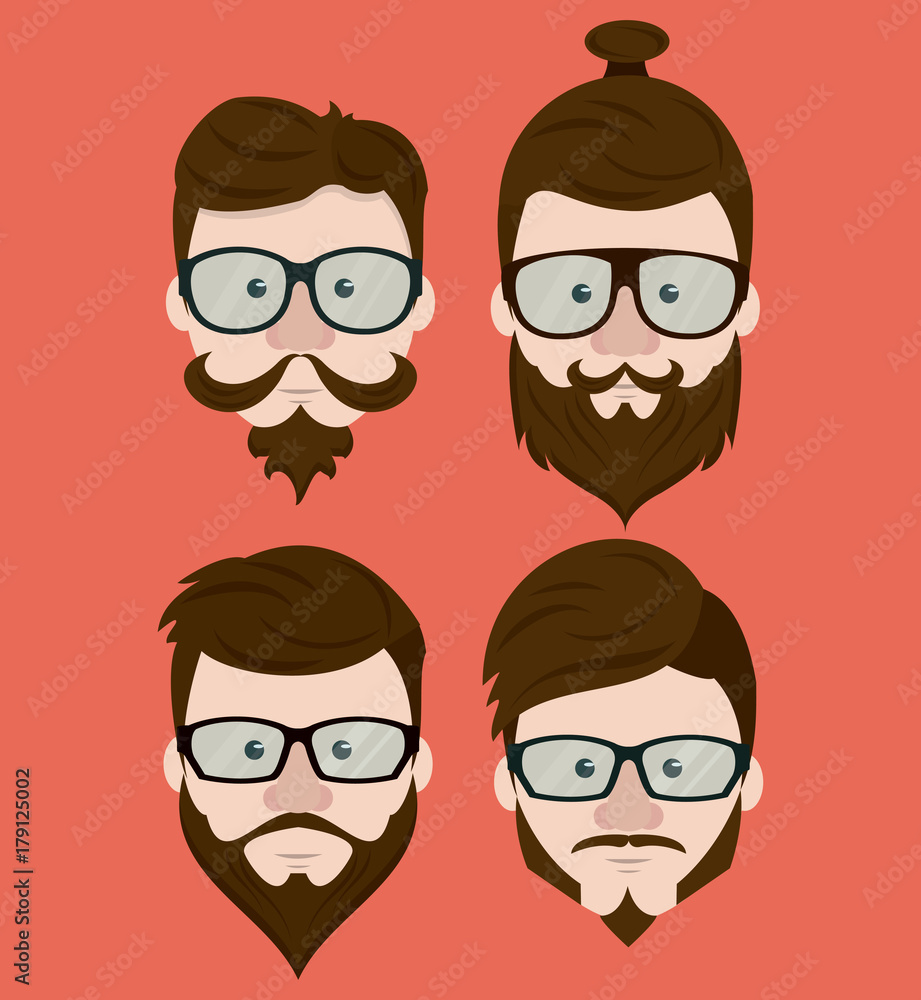 Hipster face collection icon vector illustration graphic design