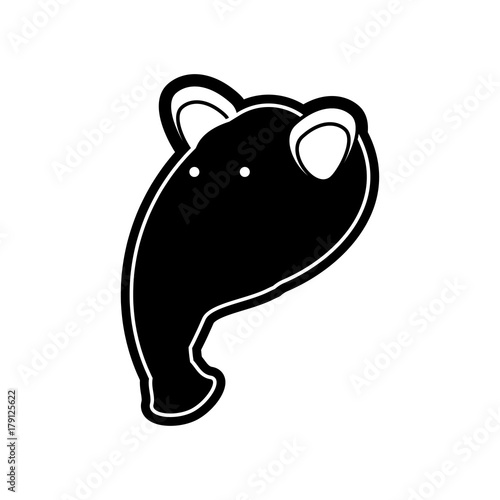 flat line monchromatic tapir face over white background vector illustration