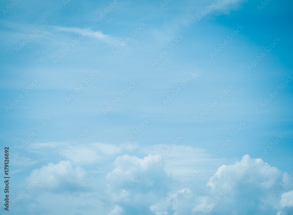 Fantastic soft white clouds against blue sky, Used for background