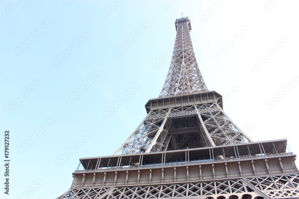 Eiffel tower with blue sky seen from Trocadero 