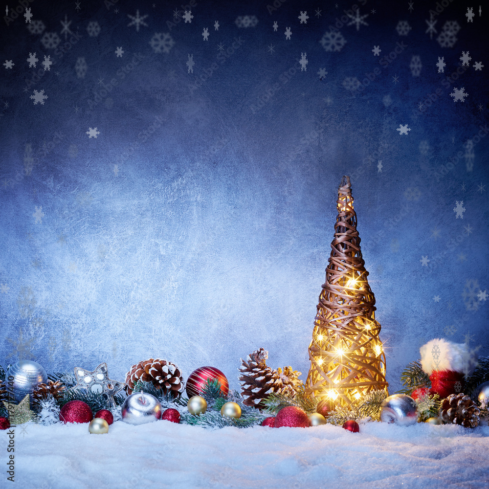 Weihnachtlicher Hintergrund mit Weihnachtsbaum Stock Photo Adobe Stock