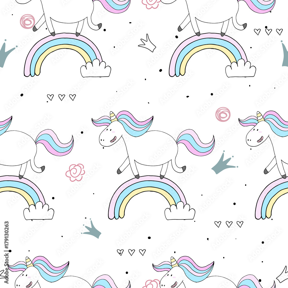 cute unicorn vector pattern