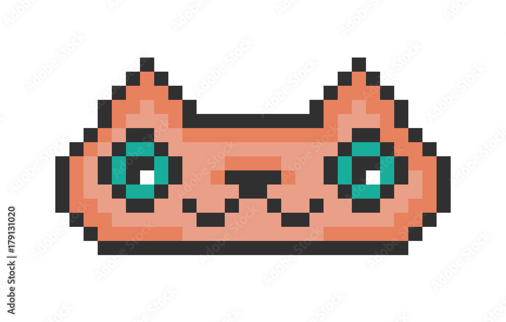 Premium Vector  Cute cat head in pixel art style