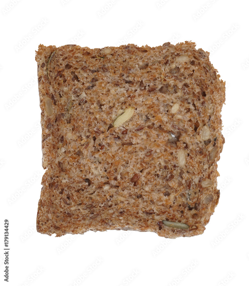 Slice of whole meal toast isolated on a white background. Integral bread. Slice of whole meal toast isolated on a white background. Integral bread.