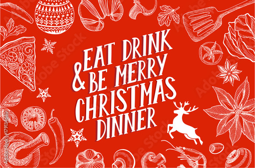 Christmas menu food template for restaurant.