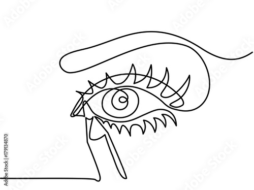 Continuous line drawing. Woman eye make up. Vector illustration