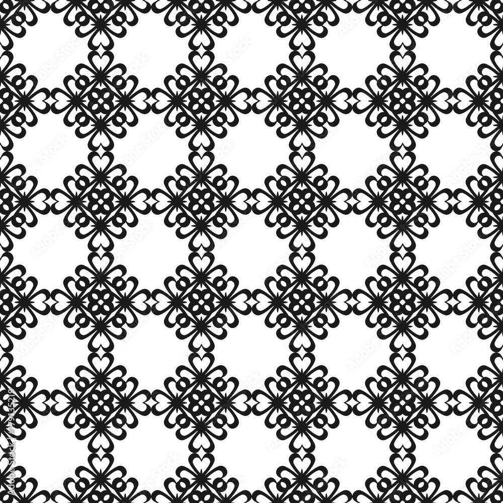 Vector seamless pattern. Black and white Repeating geometric love pattern