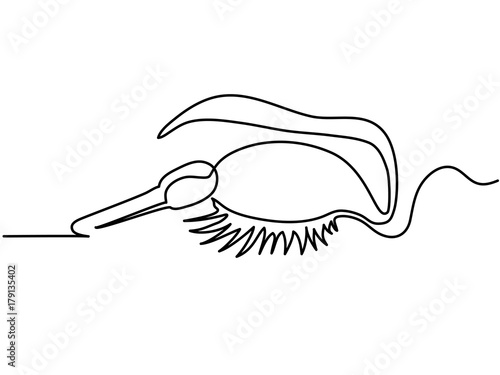 Continuous line drawing. Woman eye make up. Vector illustration photo