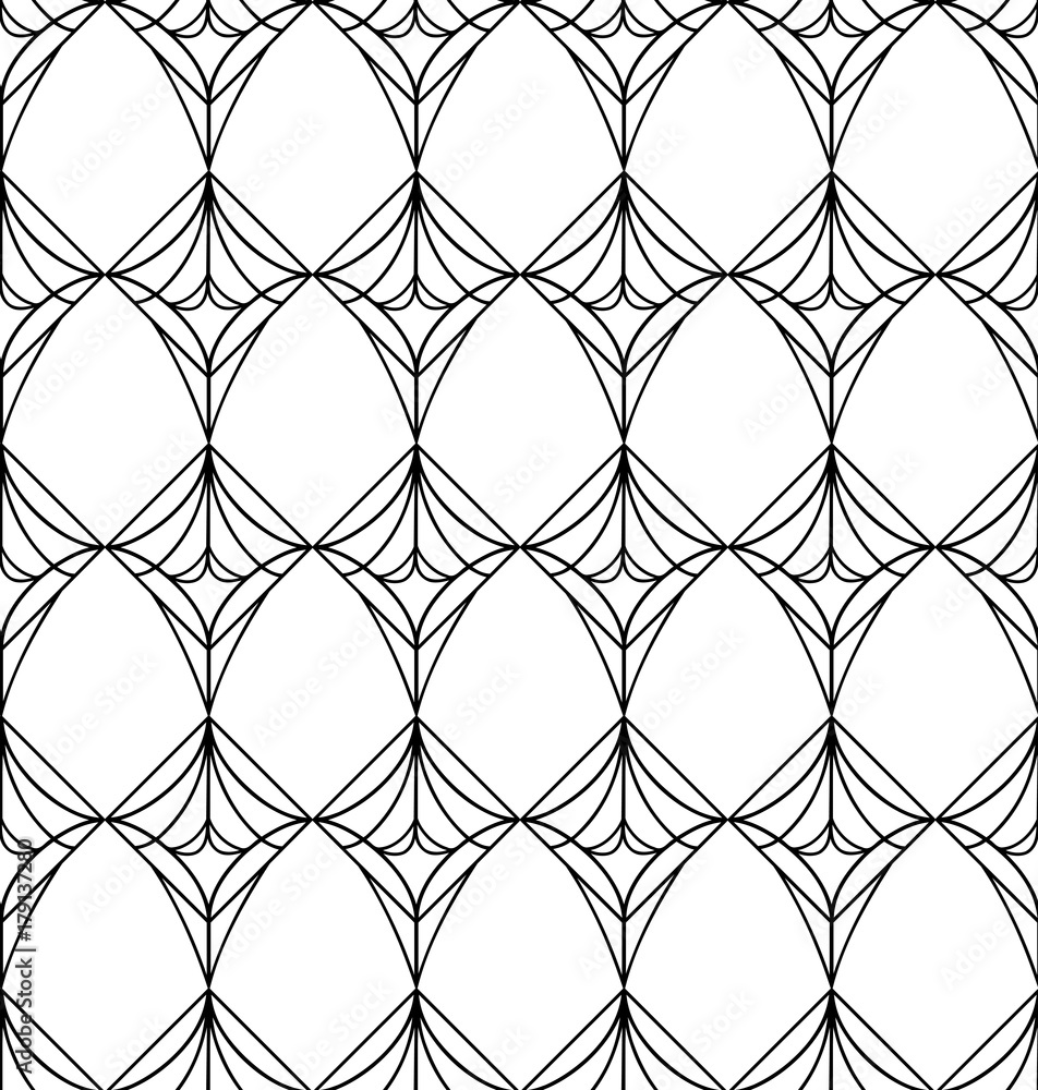 Fototapeta premium Vector seamless pattern. Black and white Repeating geometric pattern