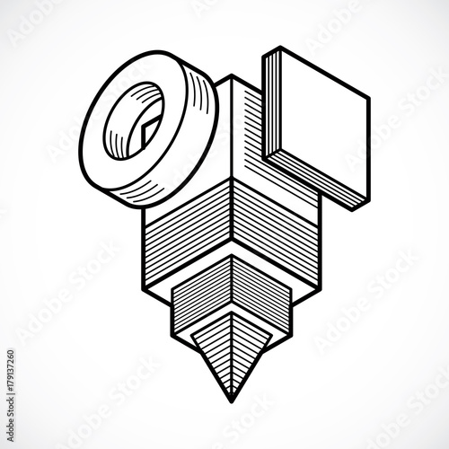 Engineering three-dimensional construction, abstract vector trigonometric shape.