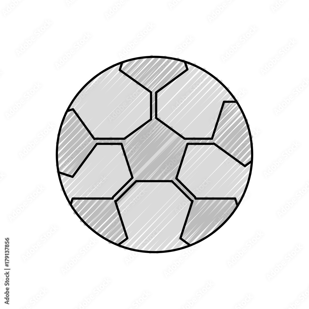 Fototapeta premium flat line colored soccer ball doodle over white background vector illustration