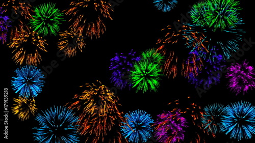 Abstract background with fireworks. Digital illustration. 3d rendering