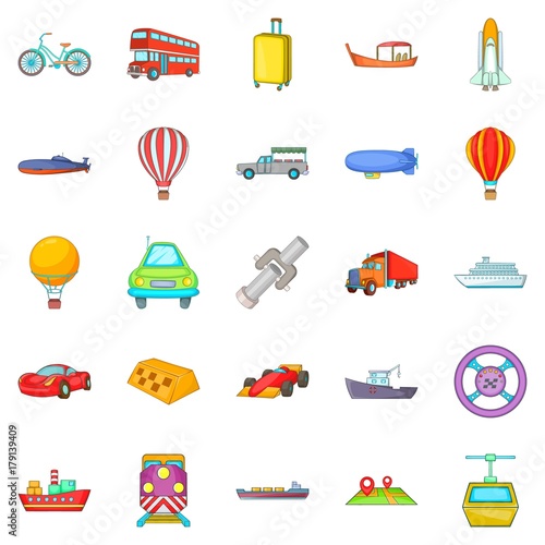 Shipping icons set, cartoon style