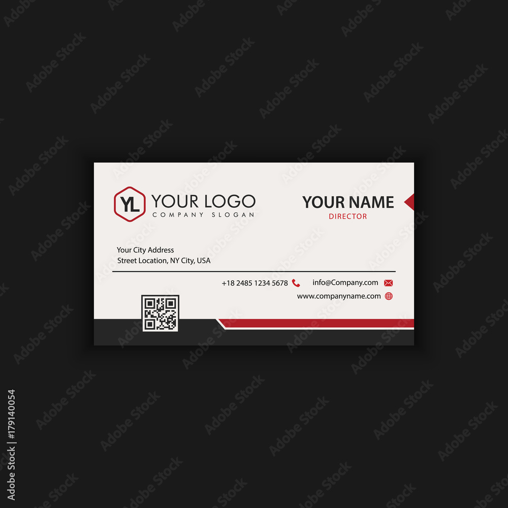Modern Creative and Clean Business Card Template with Red Black color Modern Creative and Clean Business Card Template with Red Black color