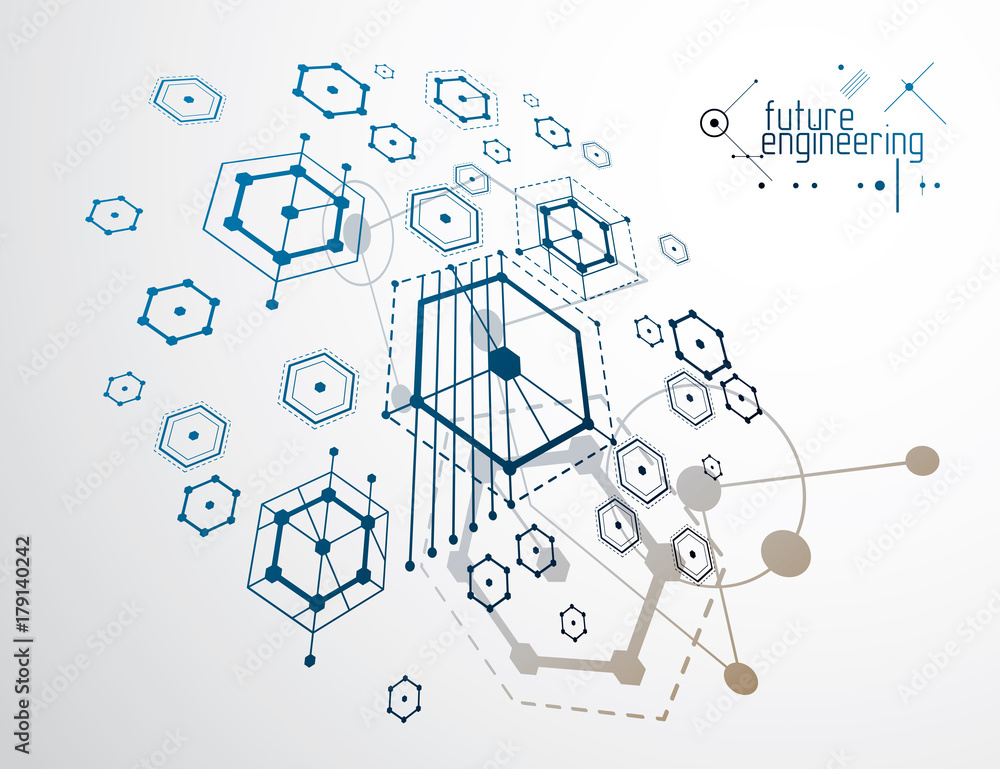 Mechanical engineering technology vector abstract background, cybernetic abstraction with innovative industrial schemes. Mechanical engineering technology vector abstract background, cybernetic abstraction with innovative industrial schemes.