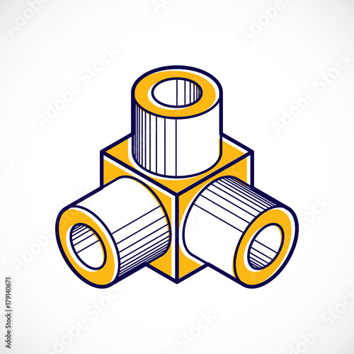 Engineering three-dimensional construction, abstract vector trigonometric shape.